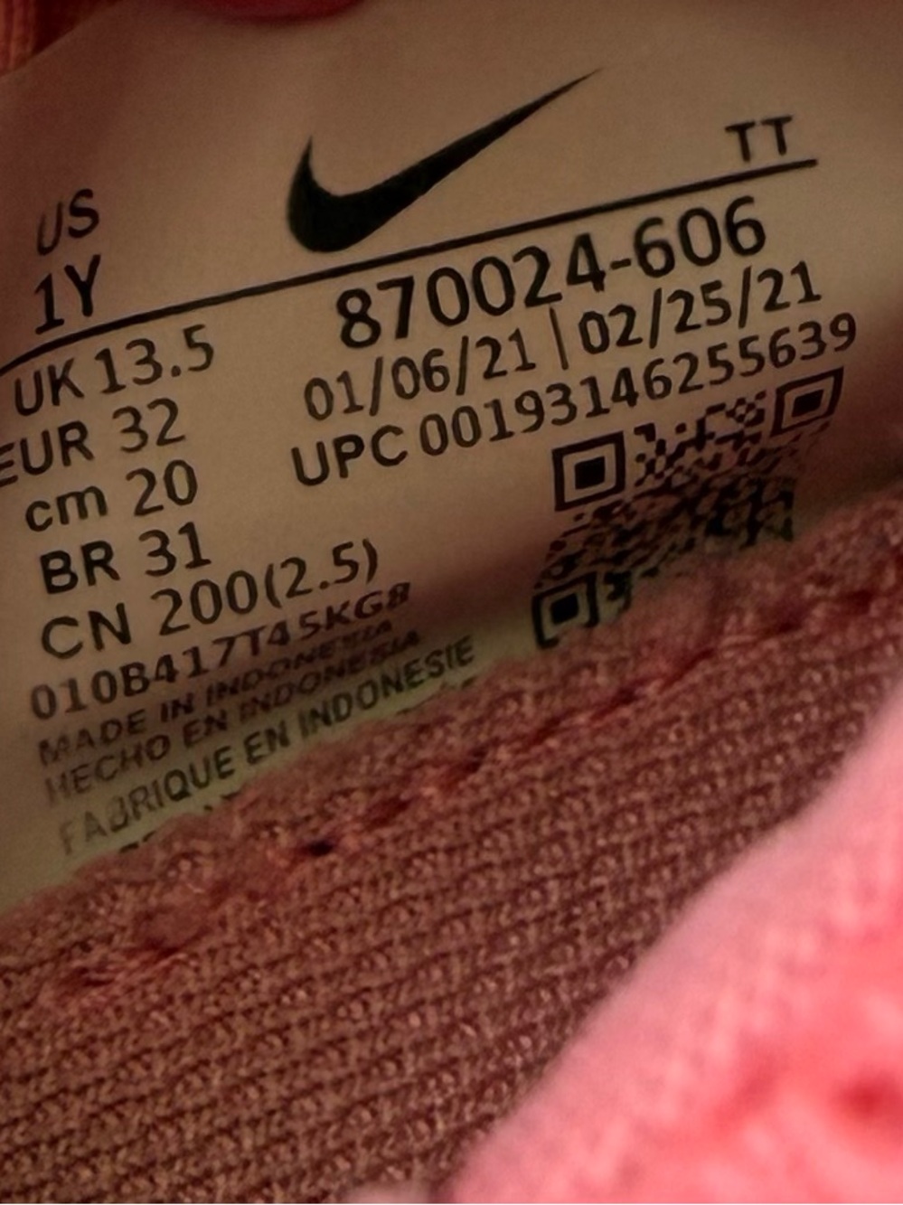 Nike girl’s presto extreme - coral sneakers - size 1 - Picture 6 of 6